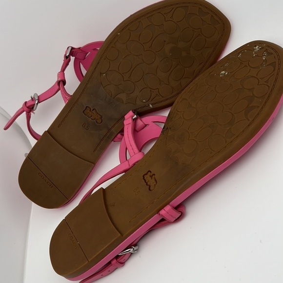 COACH Jeri Hot Pink‎ Leather Thong Sandals Size 8.5 - Picture 11 of 12
